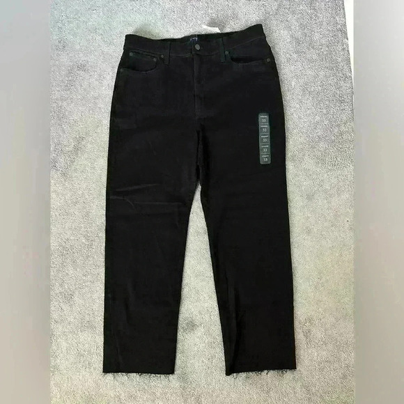 J.Crew Black Stovepipe Straight Jean in Signature Stretch Size 33 Raw Hem - Picture 3 of 9